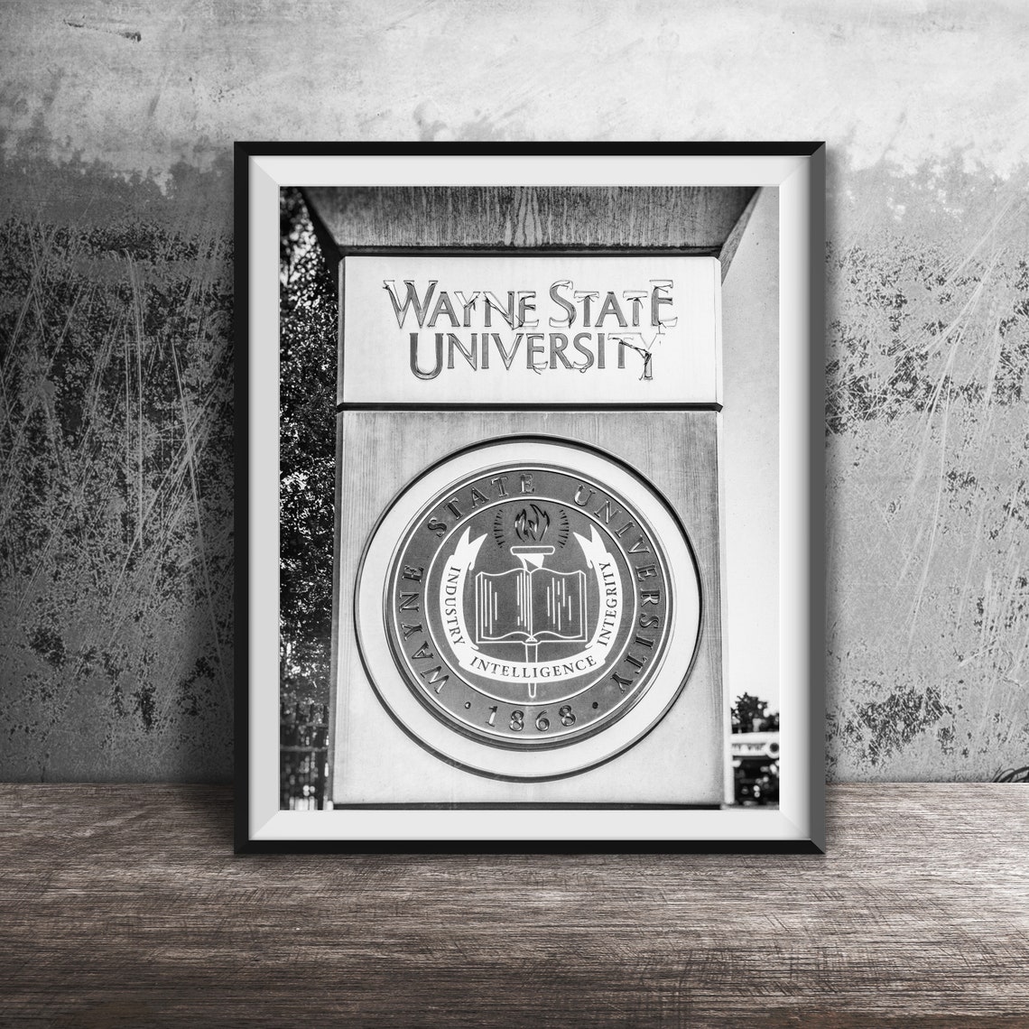 Wayne State University Campus Seal Monument Sign Photography Poster - Image 2