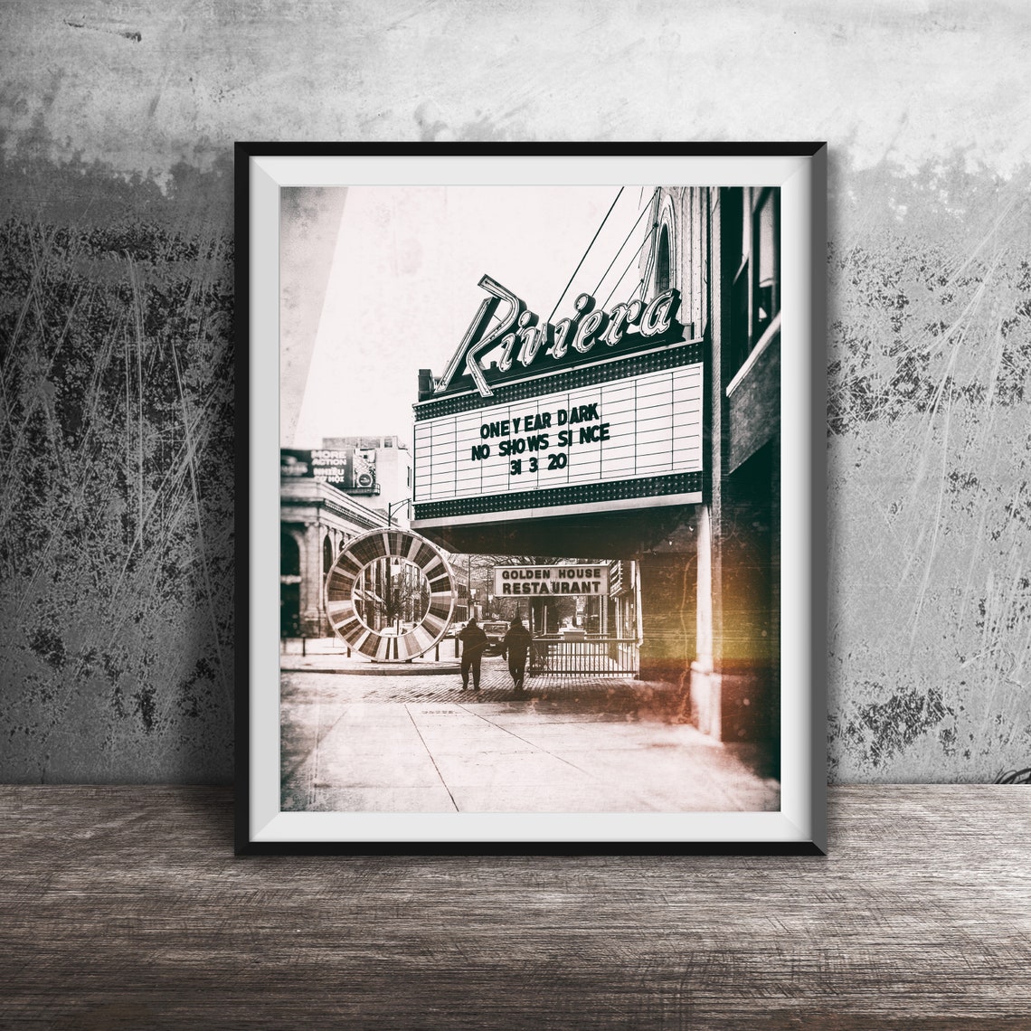 Riviera Theatre One Year Dark Marquee Chicago Historic Photo Poster