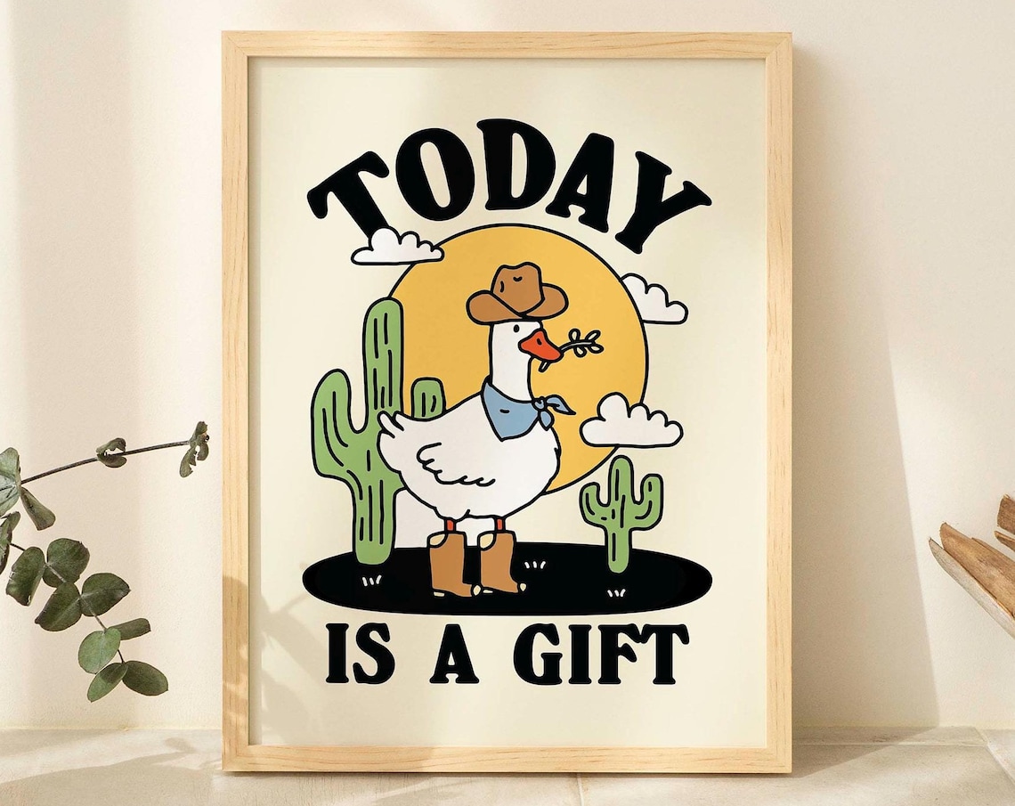 Positive Cowboy Goose Christian Howdy Poster Print
