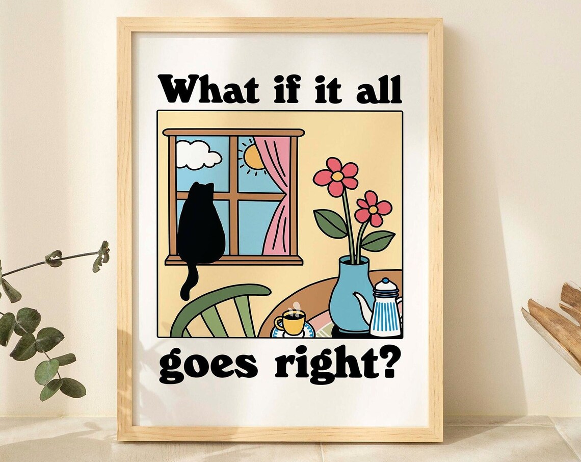 What If It All Goes Right Cat Quote Poster
