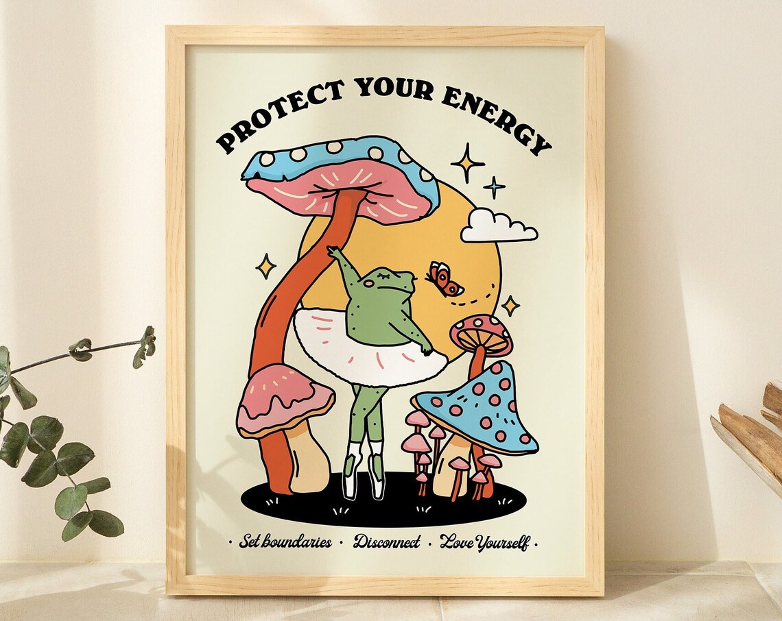 Colorful Frog Ballerina Retro Saying Art Print