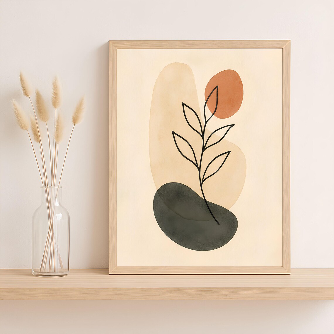 Abstract Botanical Wall Art Minimalist Line Drawing Plant Print Boho Neutral 2x3 Png Poster For Modern Decor