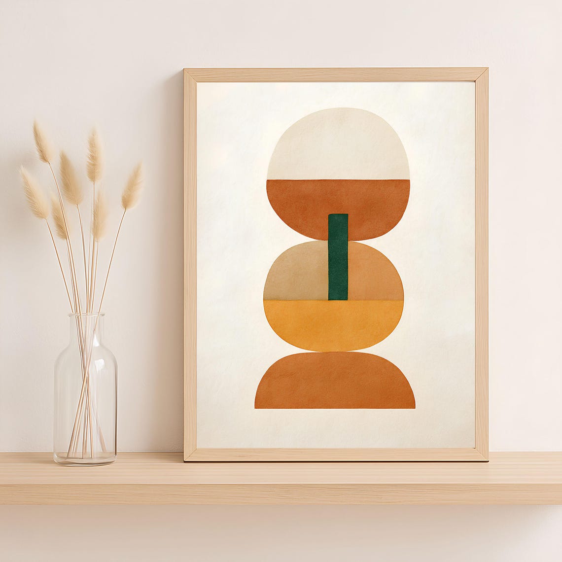 Mid Century Modern Abstract Geometric Shapes Terracotta Poster