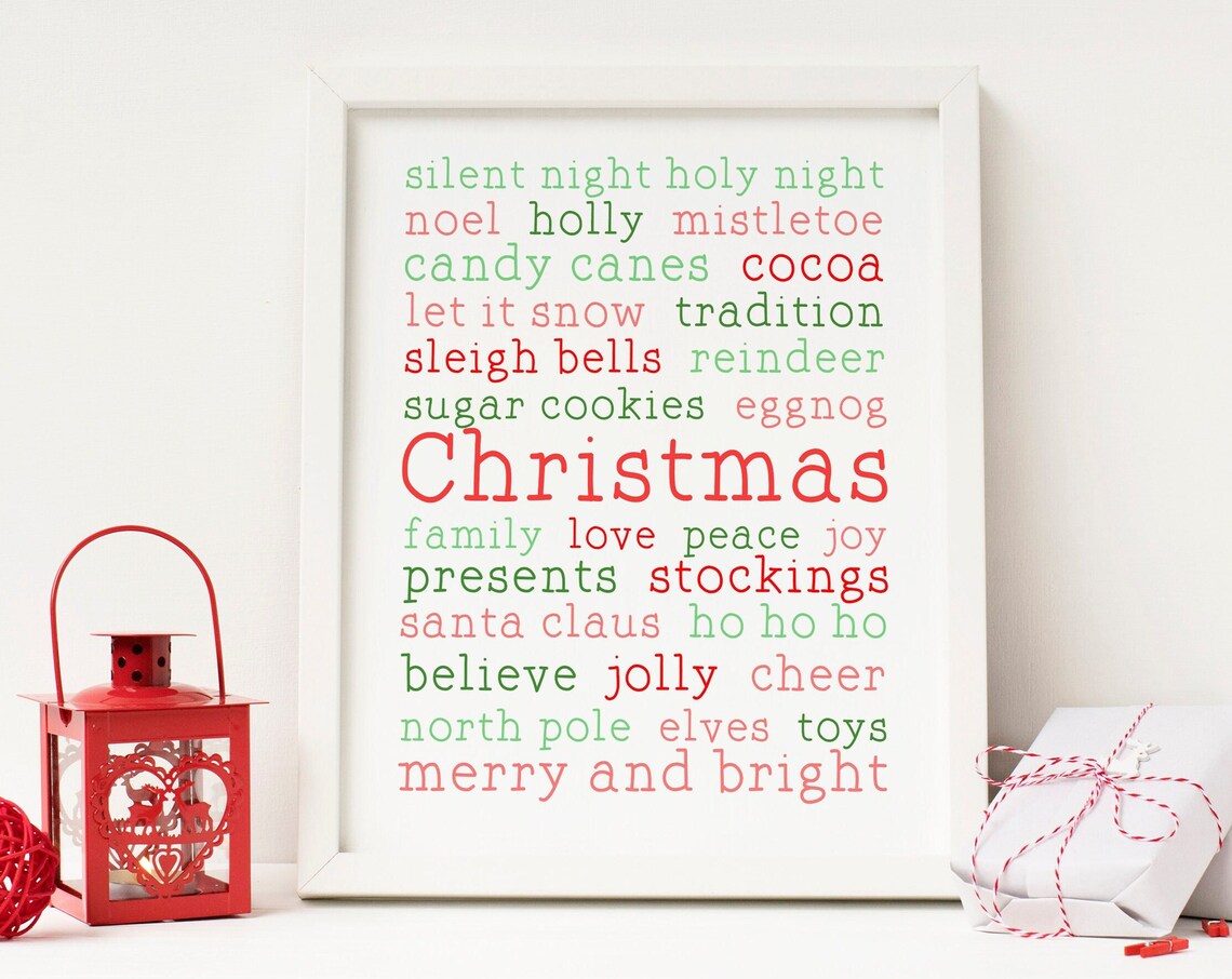 Christmas Words Whimsical Holiday Art Print