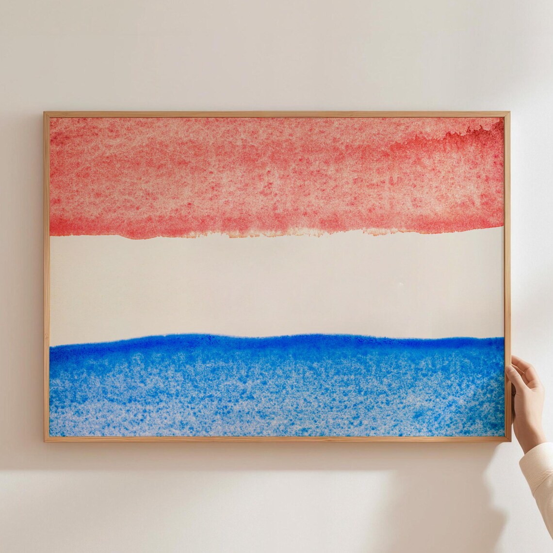 Red White Blue Watercolor Stripes Abstract Patriotic Art Poster