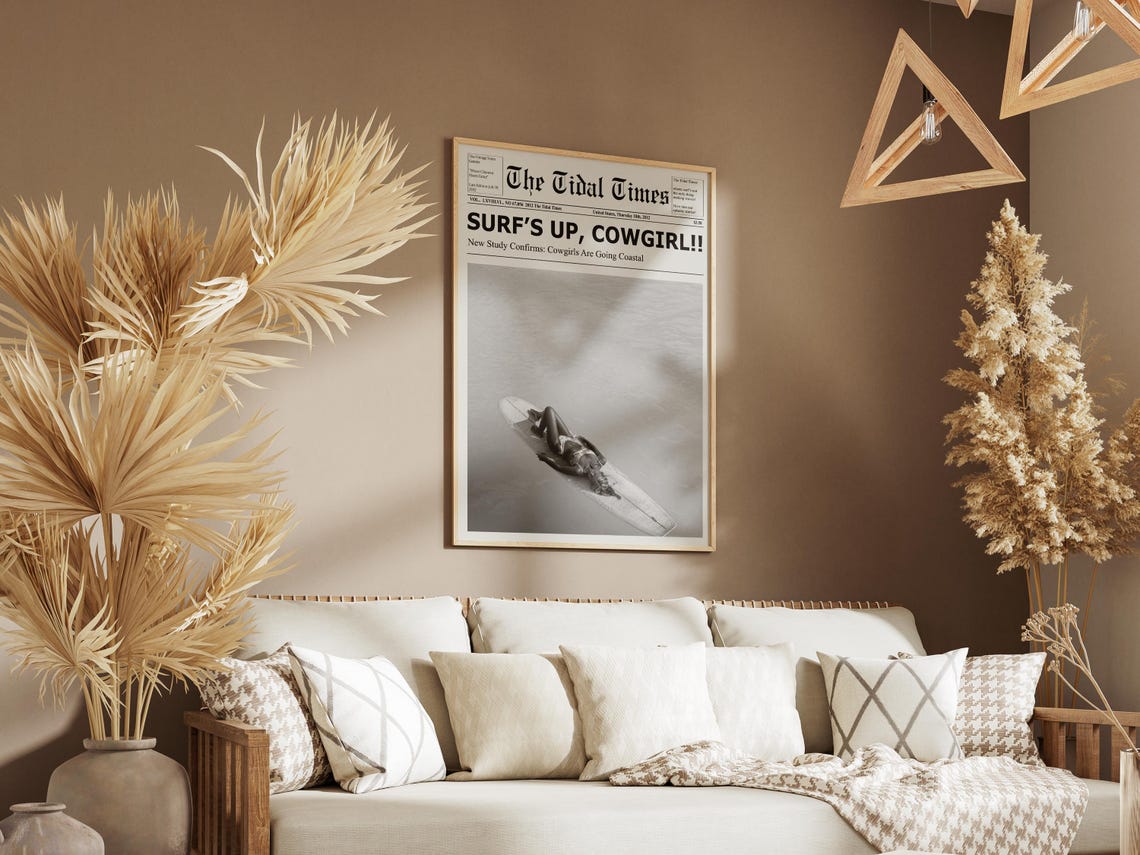 Surfs Up Cowgirl, Retro Vintage Western Beach Poster - Image 5