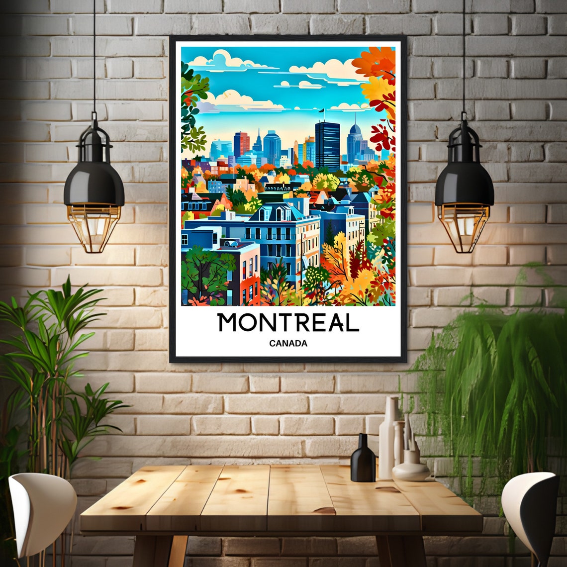 Montreal Canada Skyline in Autumn Colors City View Travel Poster - Image 3