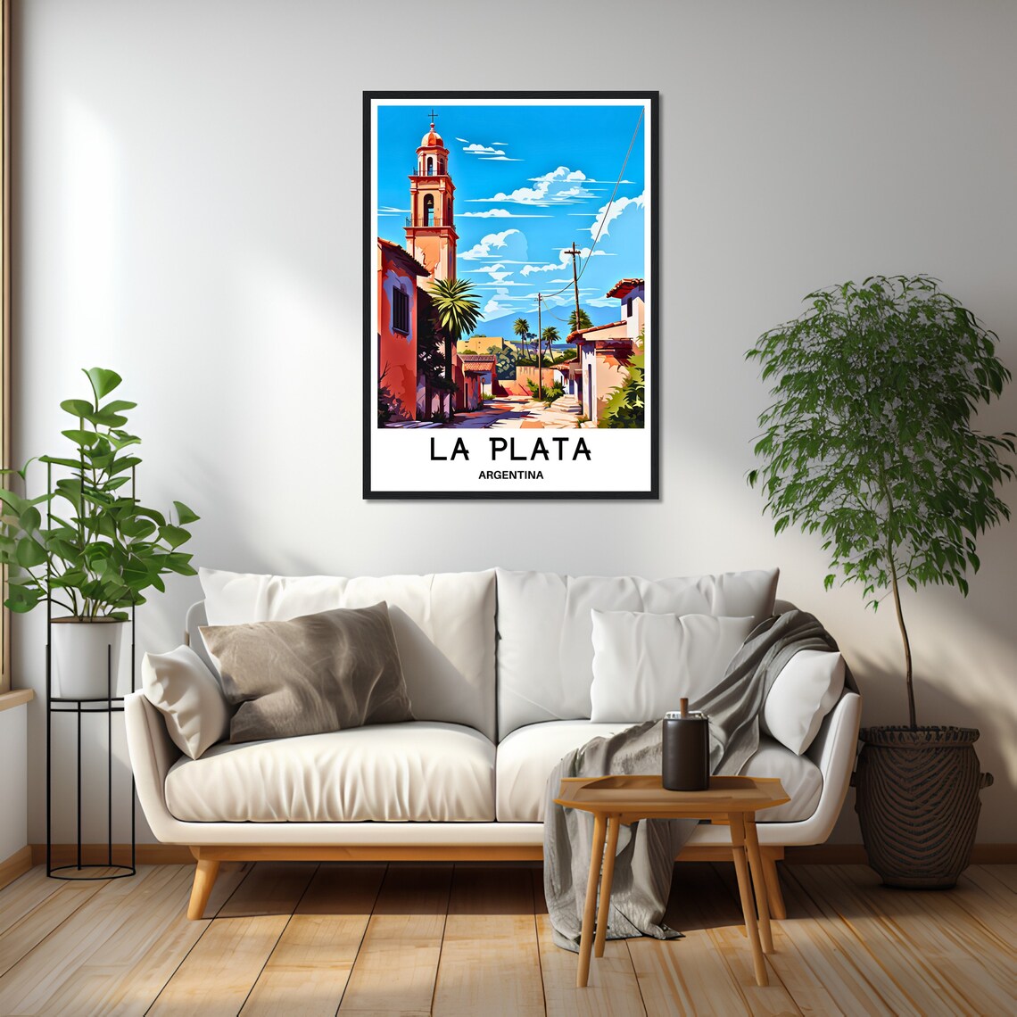 La Plata Colonial Street With a Historic Bell Tower Church Poster - Image 2