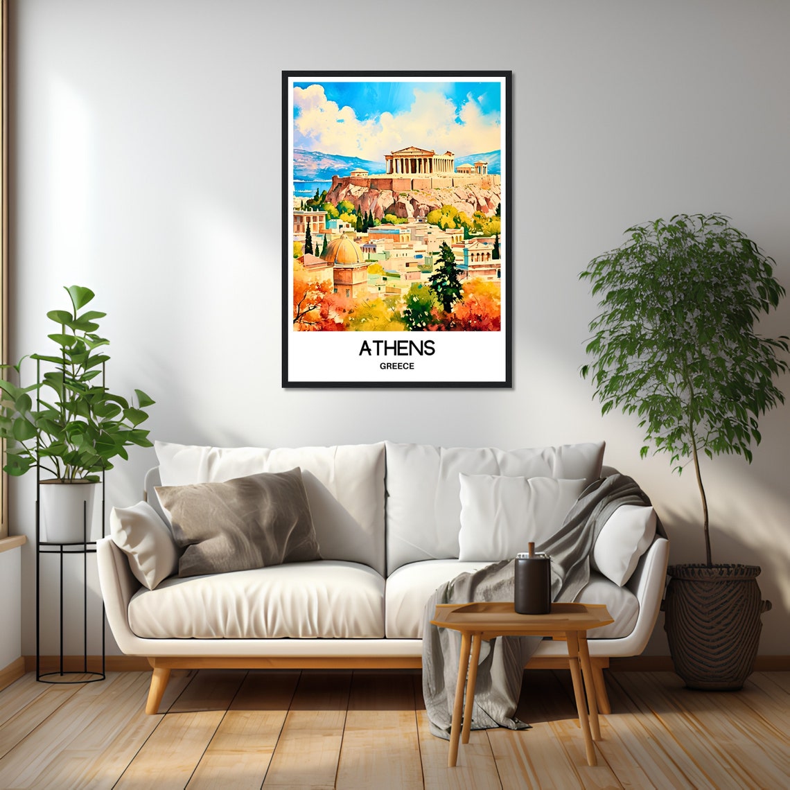 Athens Watercolor Print Athens Travel Poster Greek Art Print Greece Lover Gift Athens City Watercolour Painting Illustration - Image 2