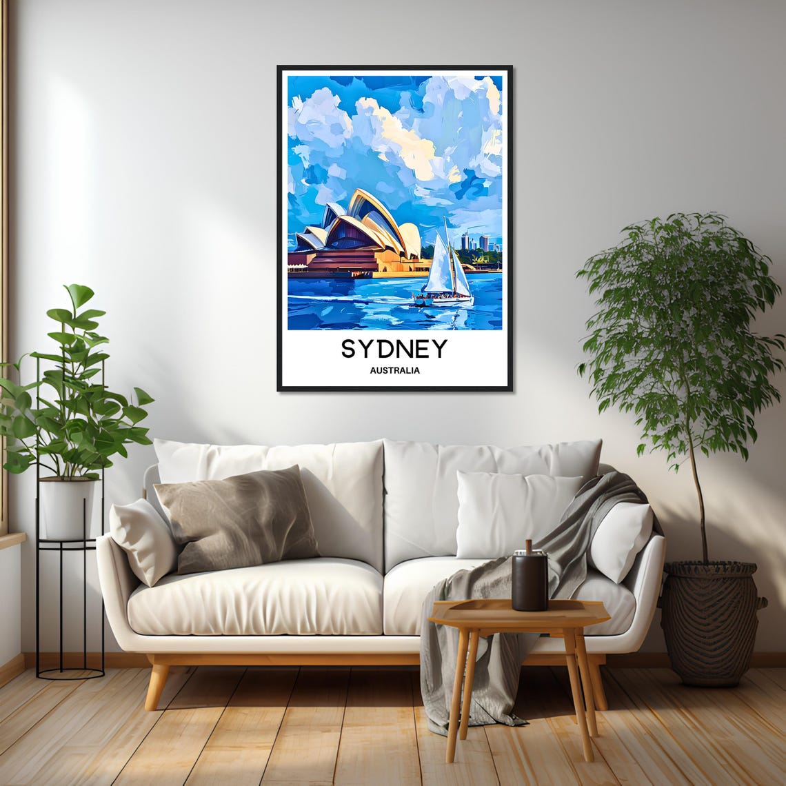 Sydney Opera House Sailboat Painted Sky Harbor Scene Art Poster - Image 2