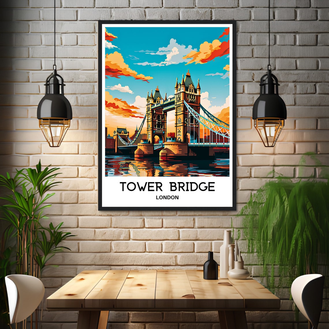 London Tower Bridge Glowing at Sunset Over the Thames River Poster - Image 3