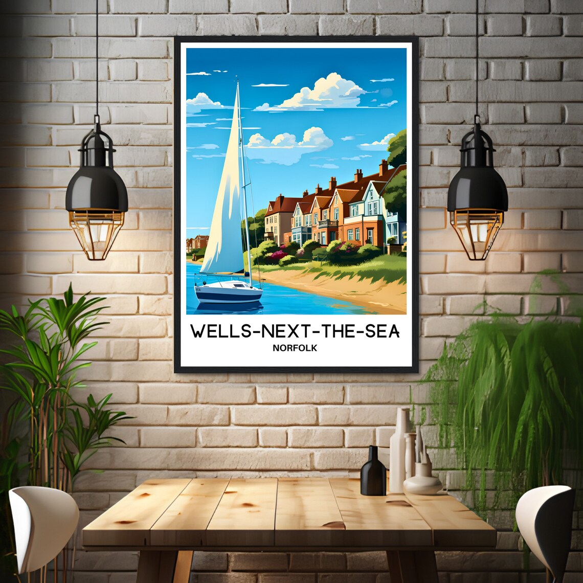 Wells-next-the-Sea Sailboat Norfolk English Coast Travel Poster - Image 3