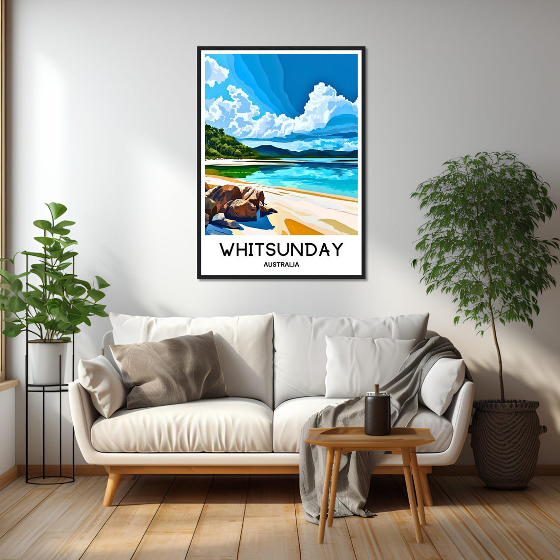 Whitsunday Islands Australia Beach Travel Illustration Poster - Image 2