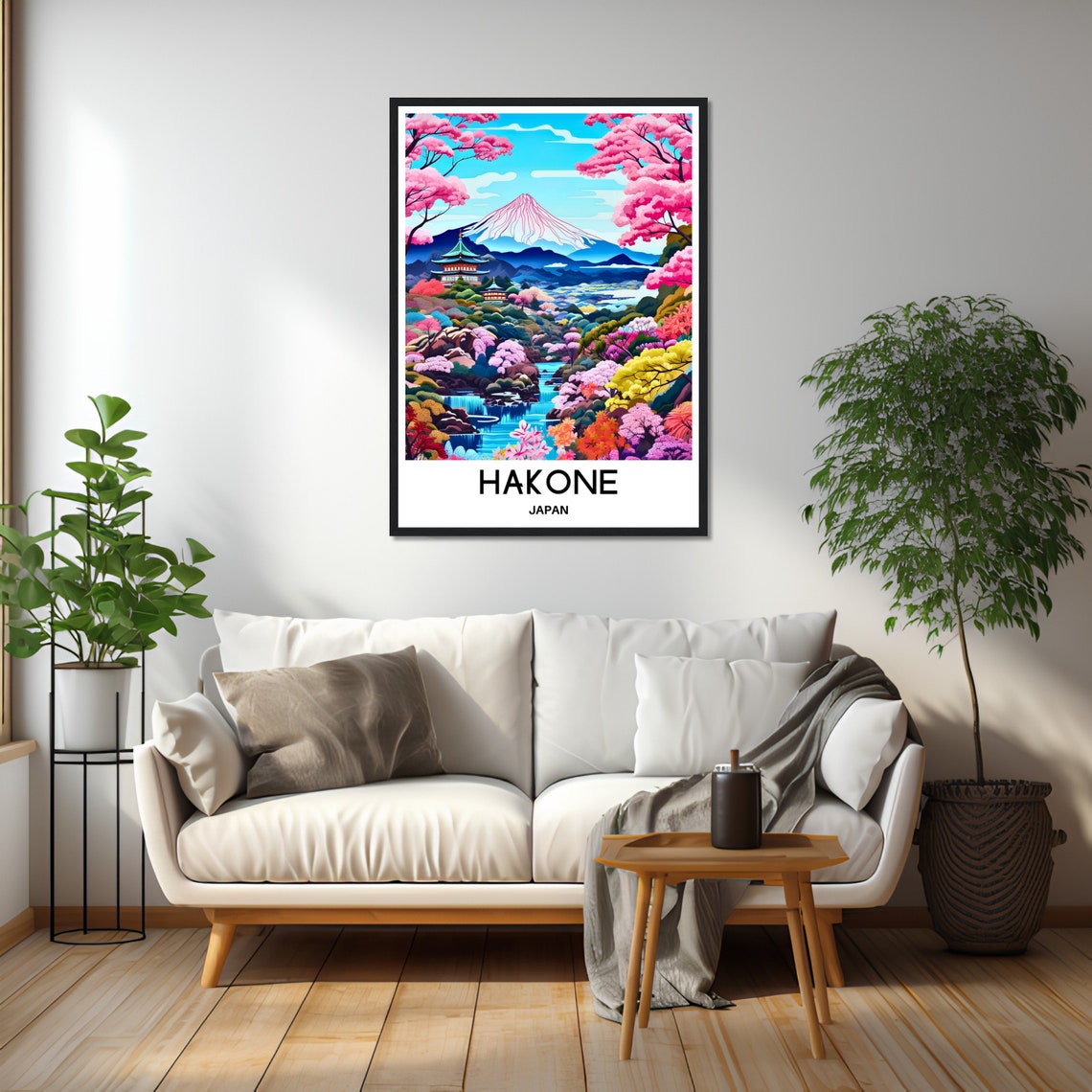 Hakone Japan Mount Fuji Pagoda Cherry Blossom Spring Travel Poster - Image 2