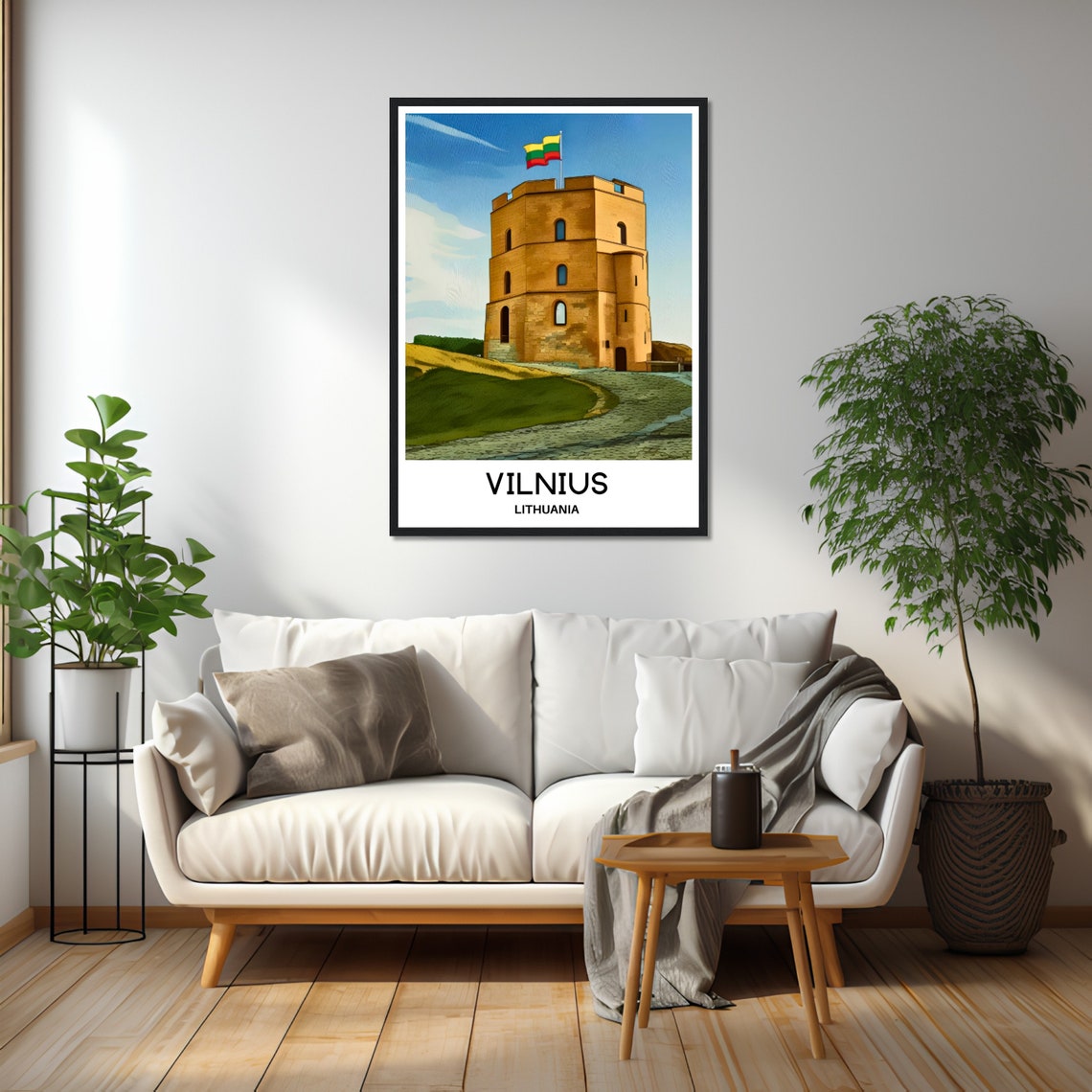 Vilnius Gediminas Castle Tower Lithuanian Flag Travel Poster - Image 2