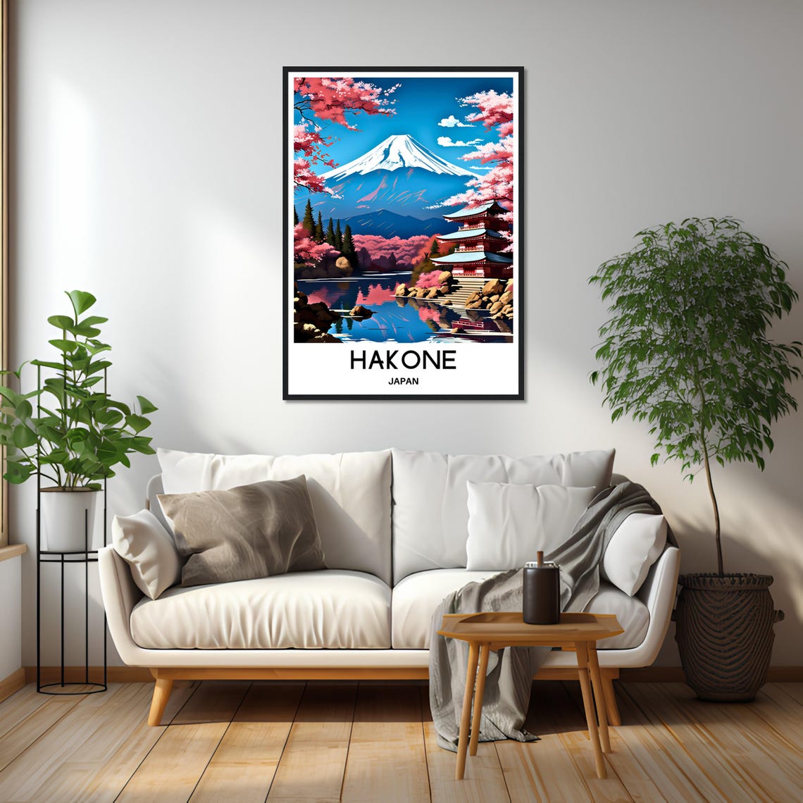 Hakone Red Pagoda and Mount Fuji Under Cherry Blossoms Poster - Image 2