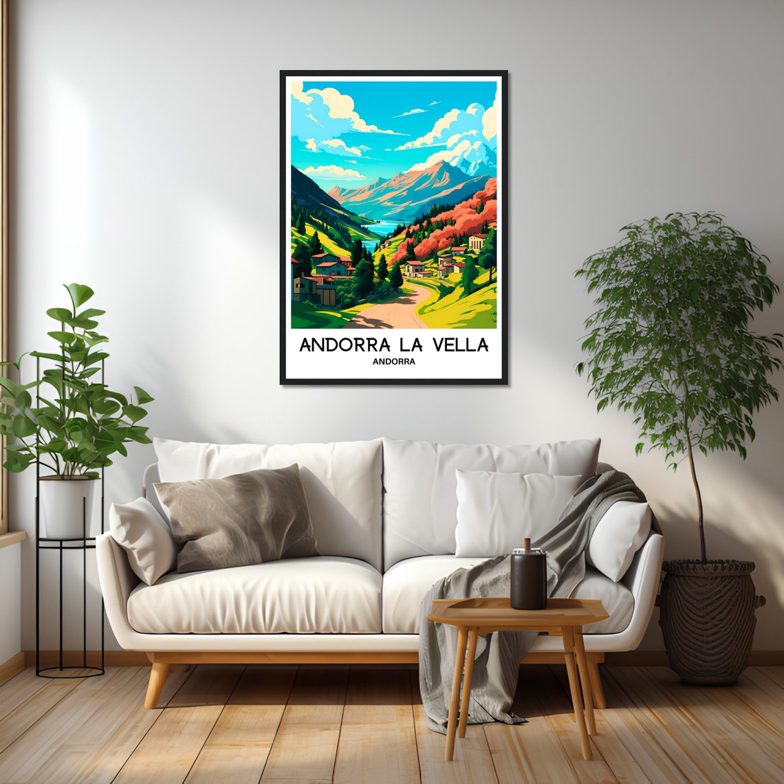 Andorra la Vella Mountain Valley Village and Lake Travel Poster - Image 2