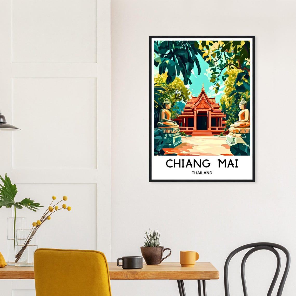 Chiang Mai Thailand Buddhist Temple Twin Buddha Statues Poster - Image 3