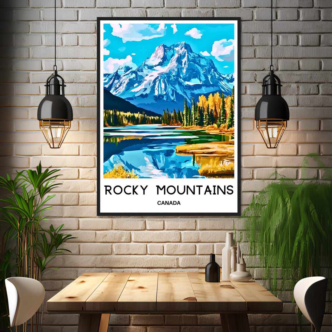 Rocky Mountains Canada Snow Peak Lake Reflection Travel Poster - Image 3