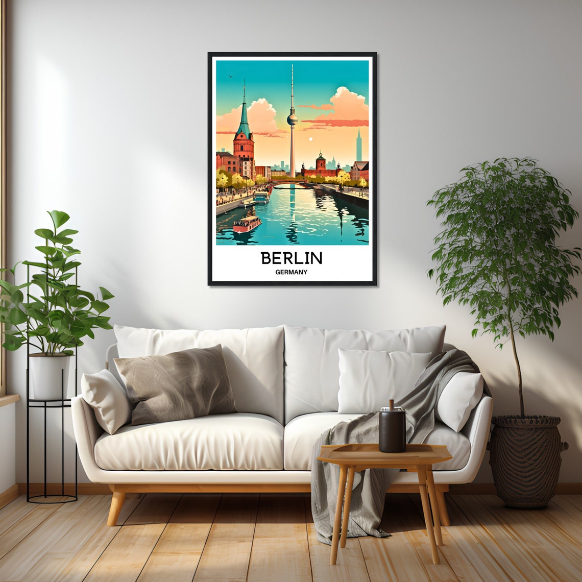 Berlin Germany TV Tower Spree River Golden Sunset Travel Poster - Image 2