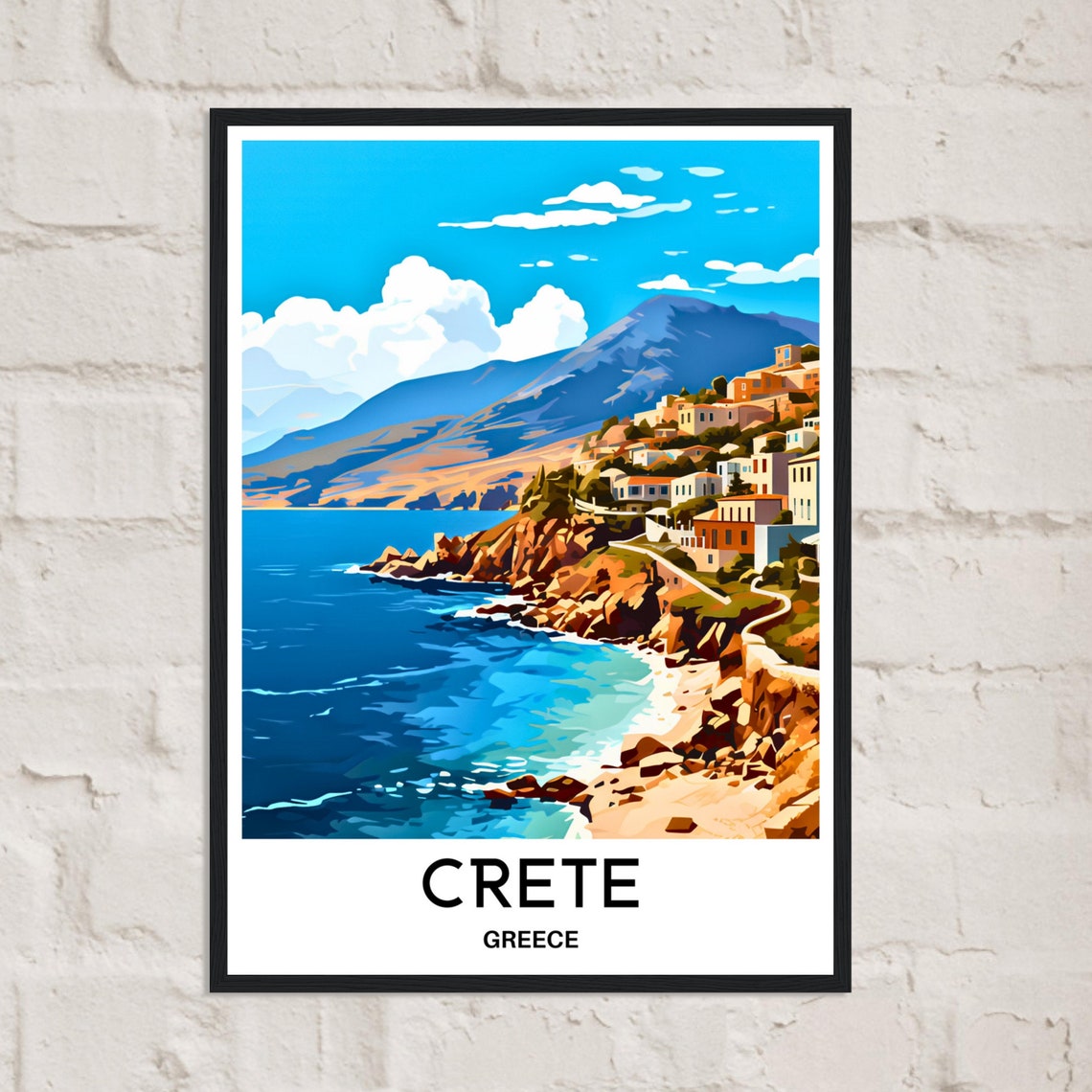 Crete Greece Hillside Village Above the Sparkling Coast Poster - Image 3