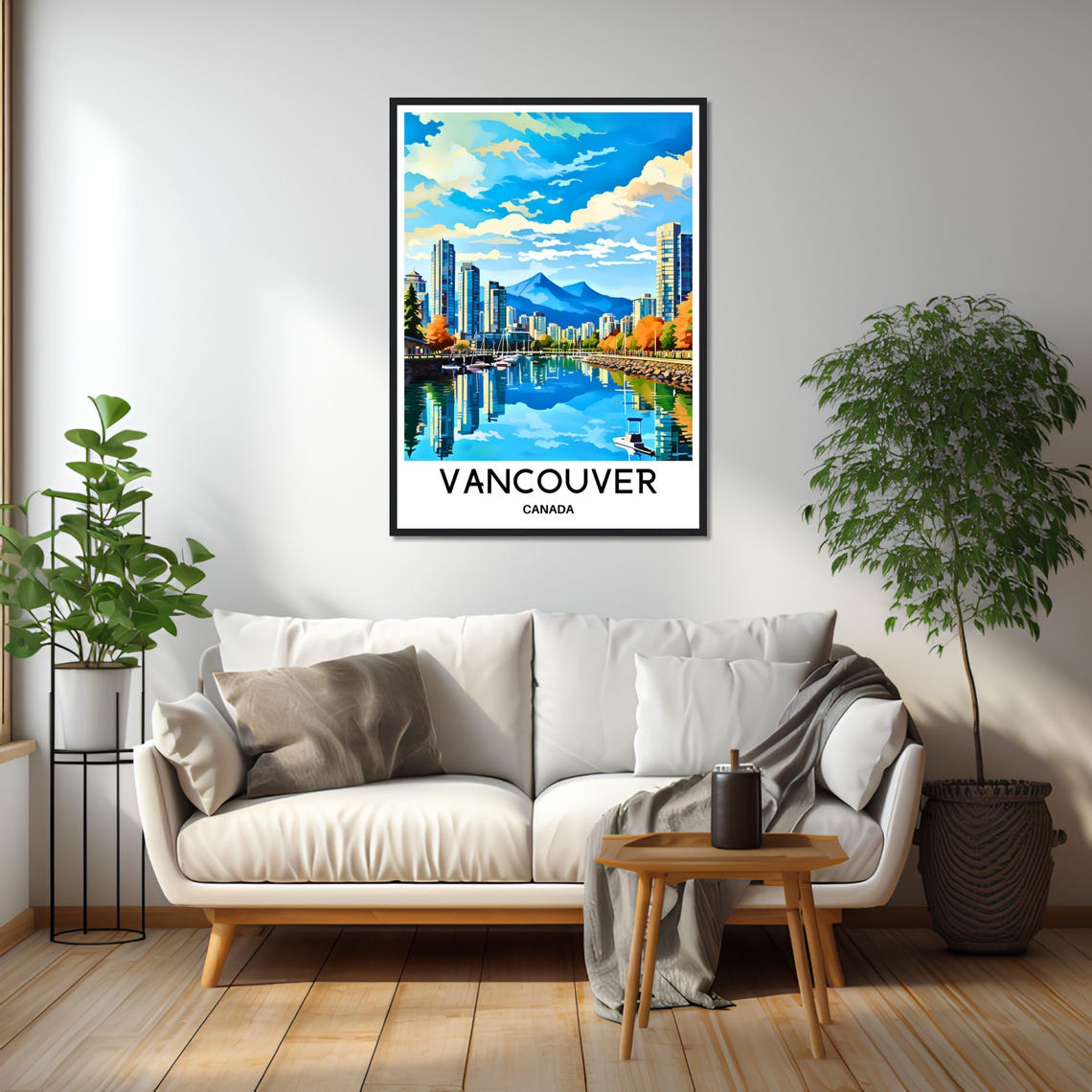 Vancouver Canada Downtown Harbor Autumn Day Skyline Travel Art Poster - Image 3