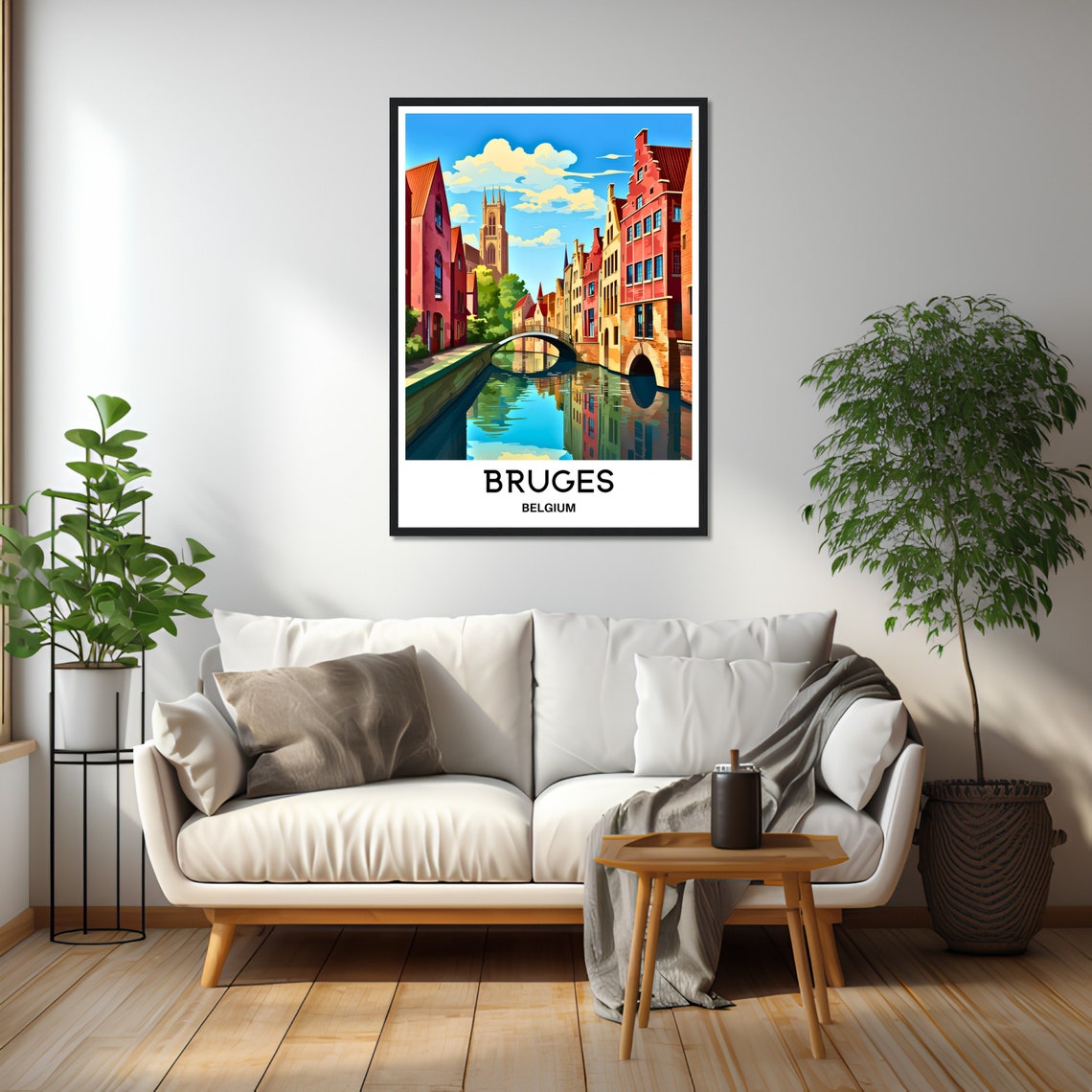 Bruges Canal Reflections Belfry Belgium Old Town Travel Poster - Image 2