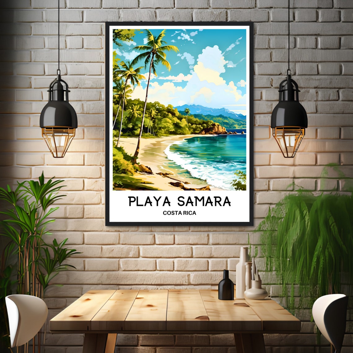 Playa Samara Costa Rica Palm Beach Pacific Waves Travel Poster - Image 3