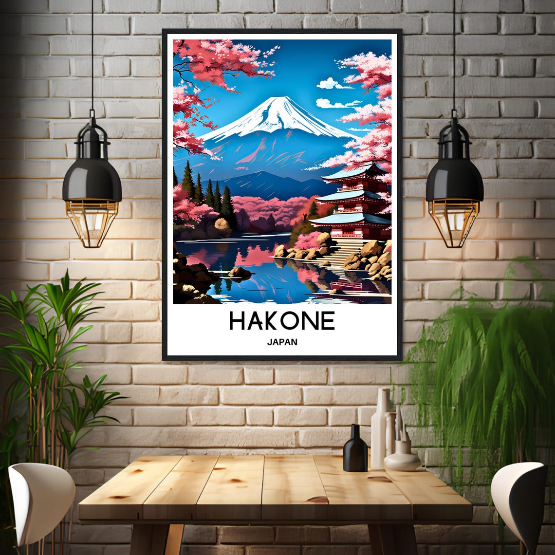 Hakone Red Pagoda and Mount Fuji Under Cherry Blossoms Poster - Image 3
