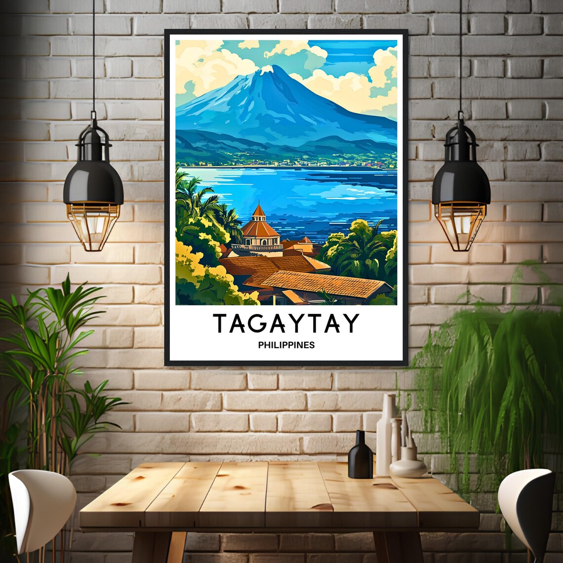 Tagaytay Philippines Taal Volcano Blue Lake City Travel Poster - Image 3