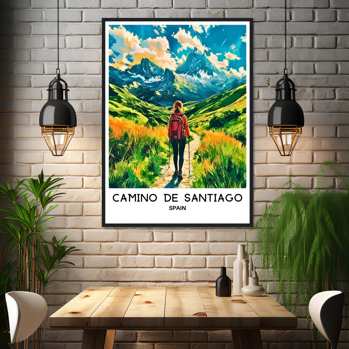 Camino De Santiago Spain Mountain Peaks Hiker Trail Journey Poster - Image 3