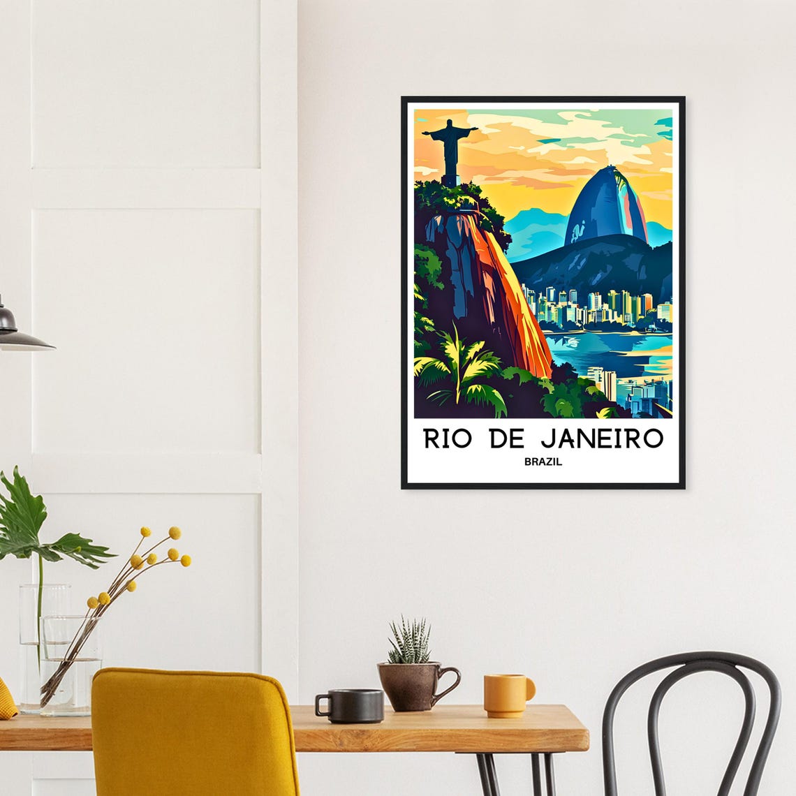 Rio de Janeiro Christ the Redeemer Sugarloaf Sunset Travel Poster - Image 3