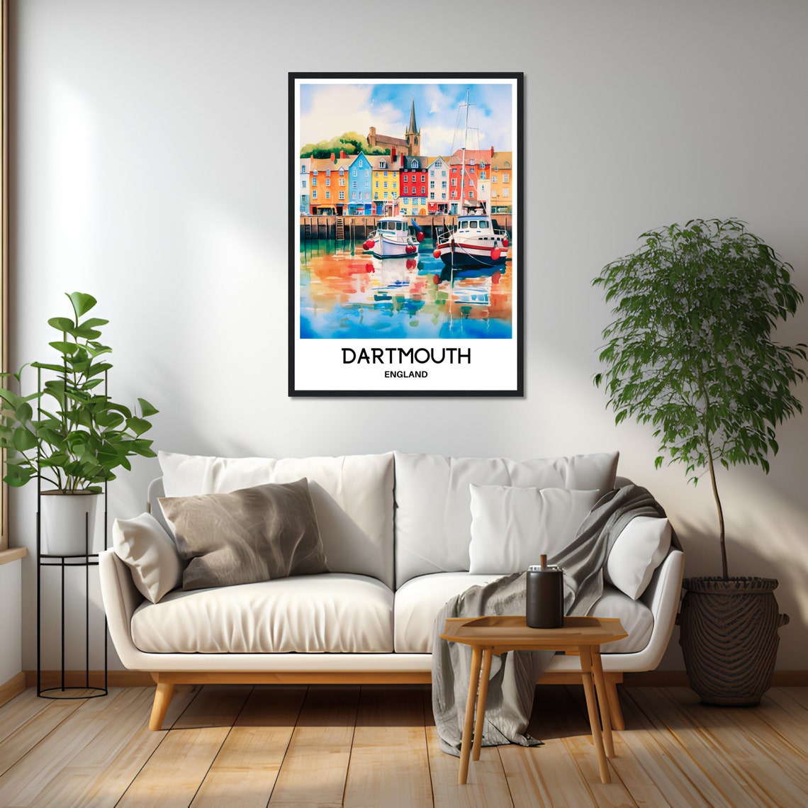 Dartmouth Harbour England Colourful Waterfront Boats Travel Poster - Image 2