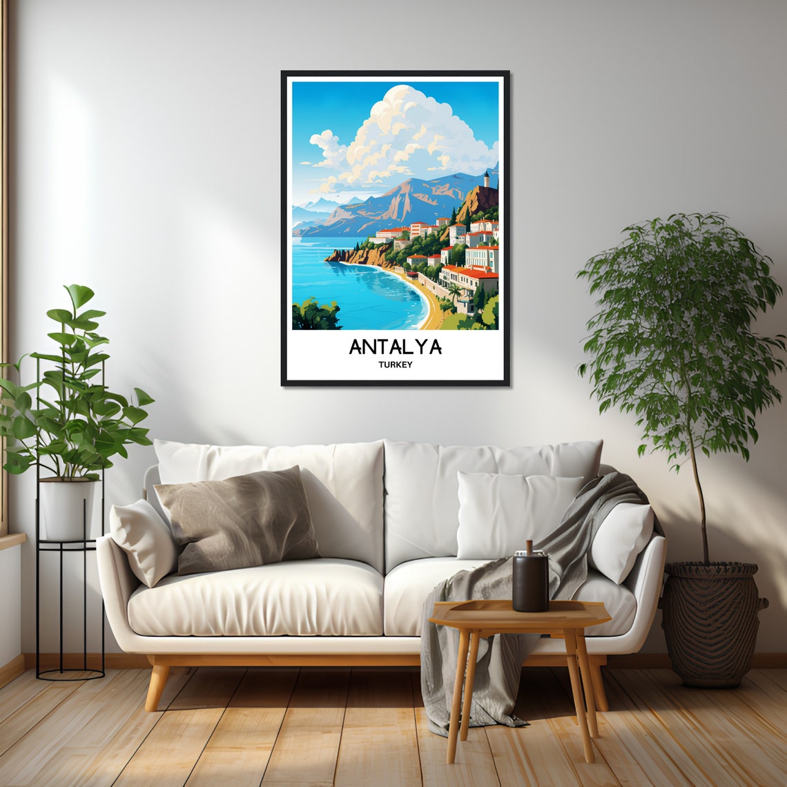 Antalya Turkey Coastal Cliffs and Beach Resort Travel Poster - Image 2