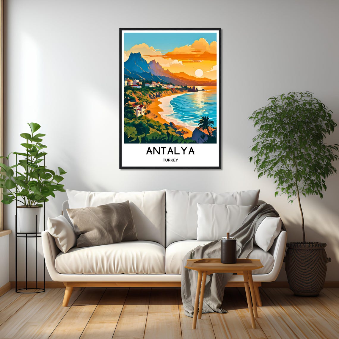 Antalya Beach Sunset Turkey Mediterranean Coast Travel Poster - Image 2