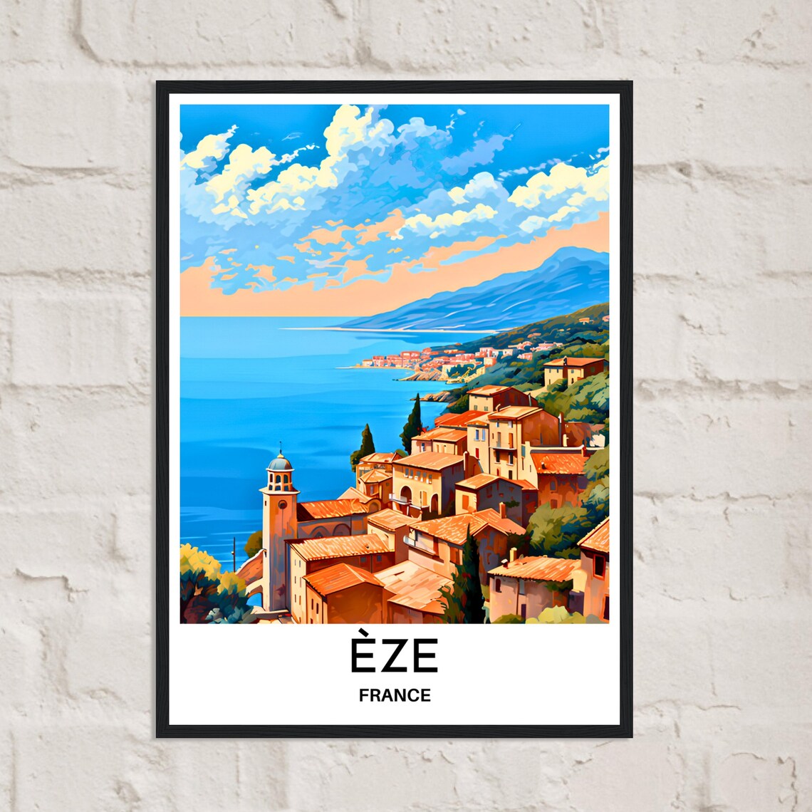 Eze France Riviera Village Hillside Mediterranean Sea Travel Poster - Image 2