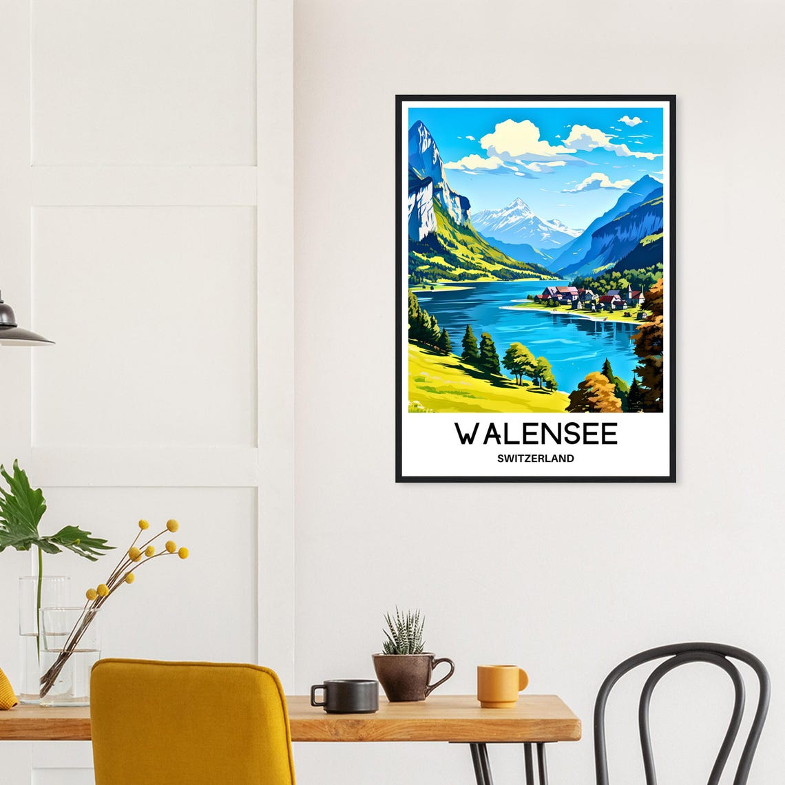 Walensee Switzerland Alpine Lake Village Lakeside View Travel Poster - Image 3