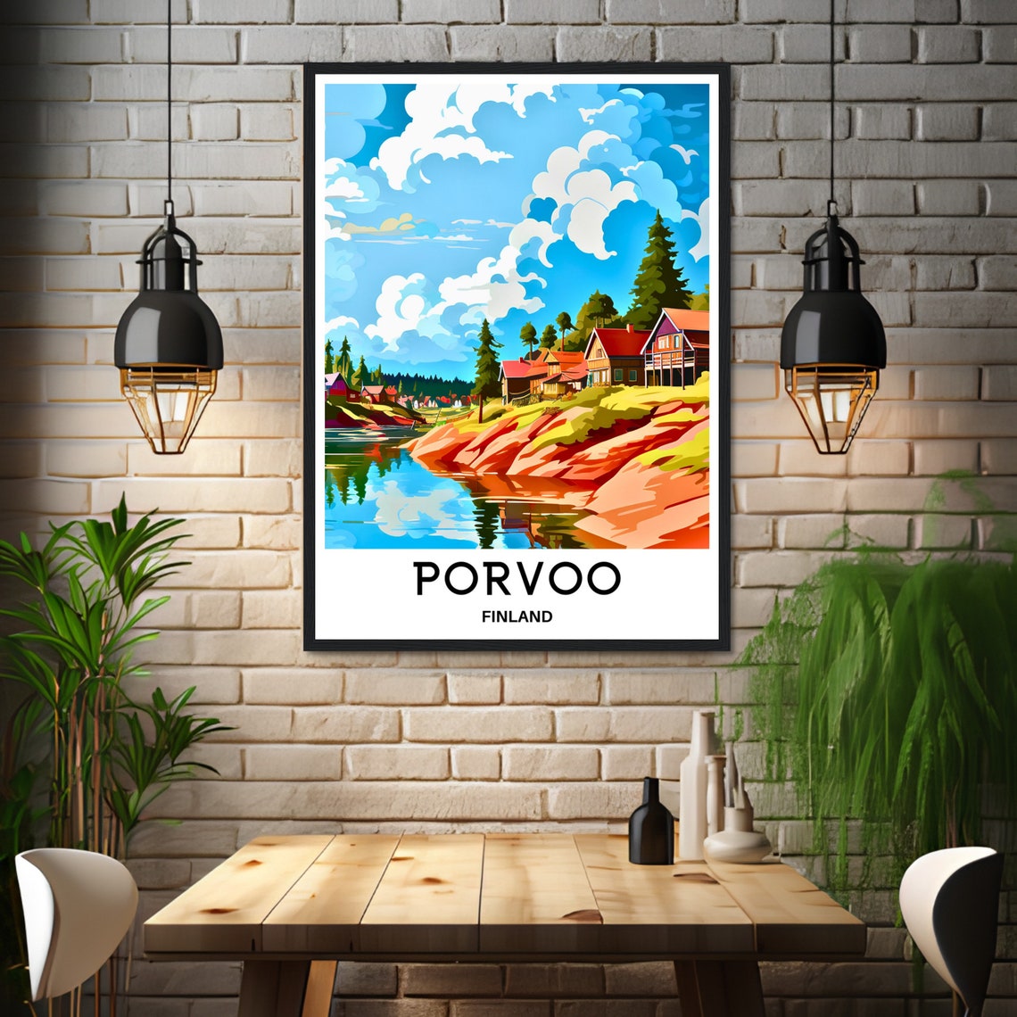 Porvoo Travel Print Porvoo Poster Finnish Art Print Finland Lover Gift Wall Hanging Home Office Desk Decor Porvoo City Illustration - Image 3