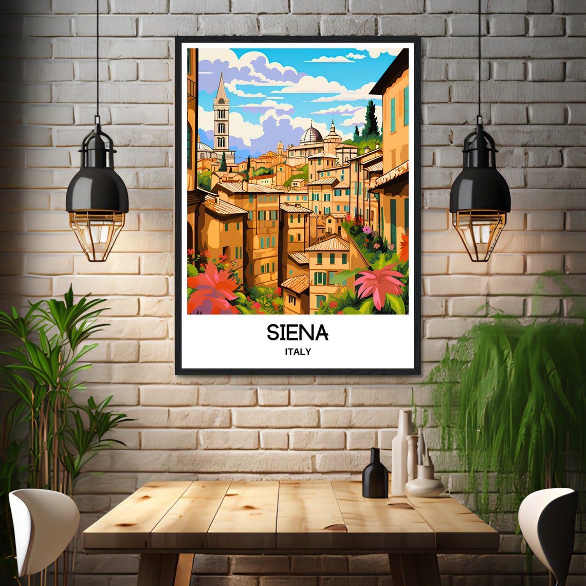Siena Italy Old Town Cathedral Tower Tuscan Cityscape Travel Poster - Image 3
