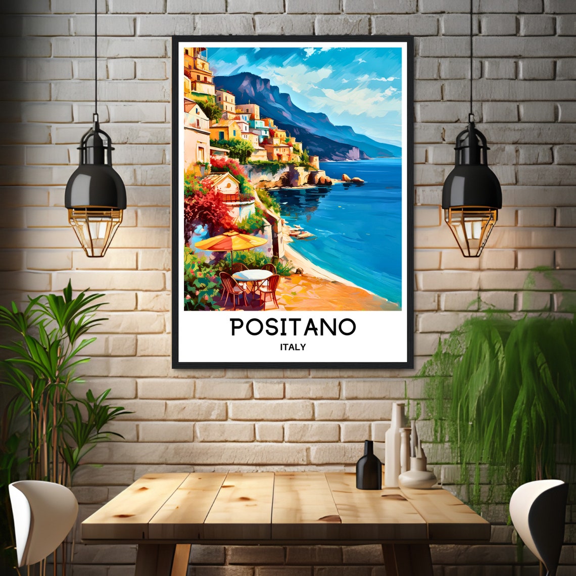 Positano Italy Cliffside Seaside Terrace Amalfi Coast Poster - Image 3