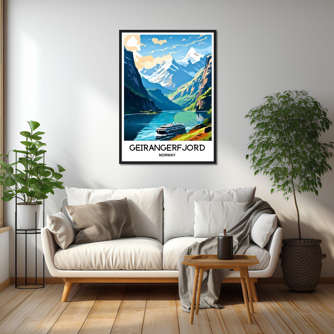 Geirangerfjord Norway Cruise Ship Fjord Valley Travel Poster - Image 2