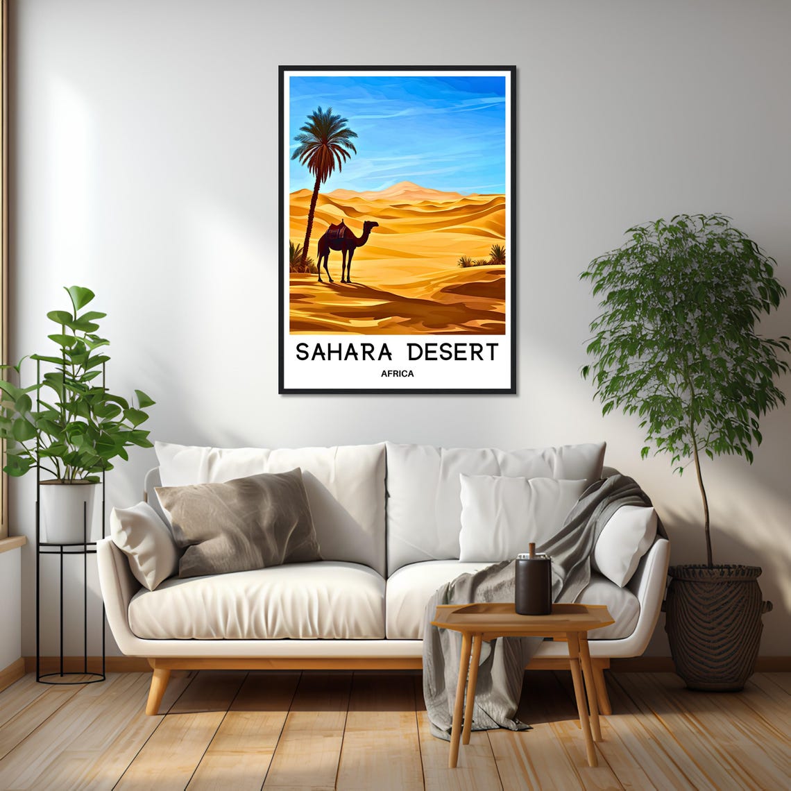 Sahara Desert Camel Golden Dunes Palm Tree Africa Travel Poster - Image 3