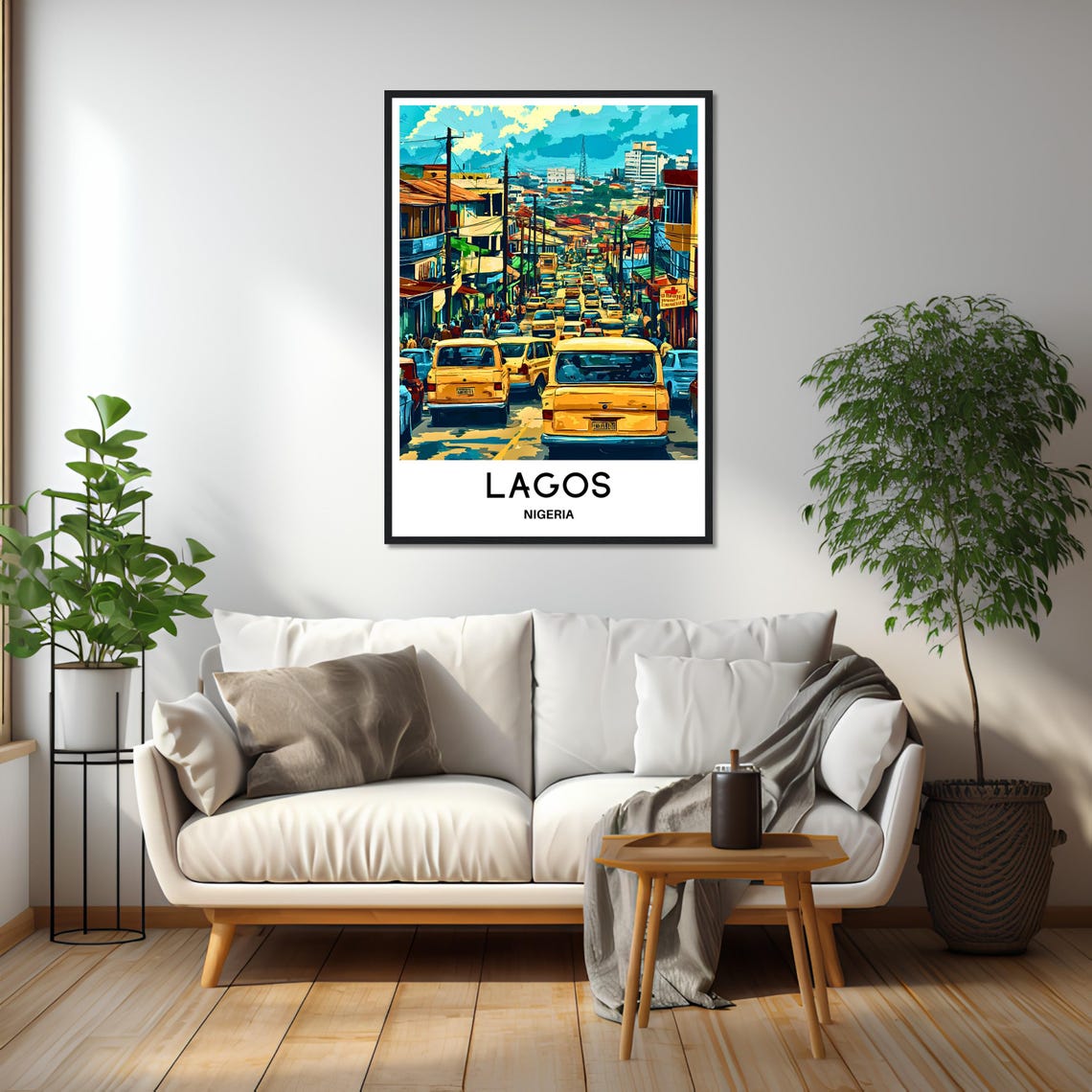 Lagos Nigeria Bustling Street Scene With Yellow Buses City Poster - Image 2
