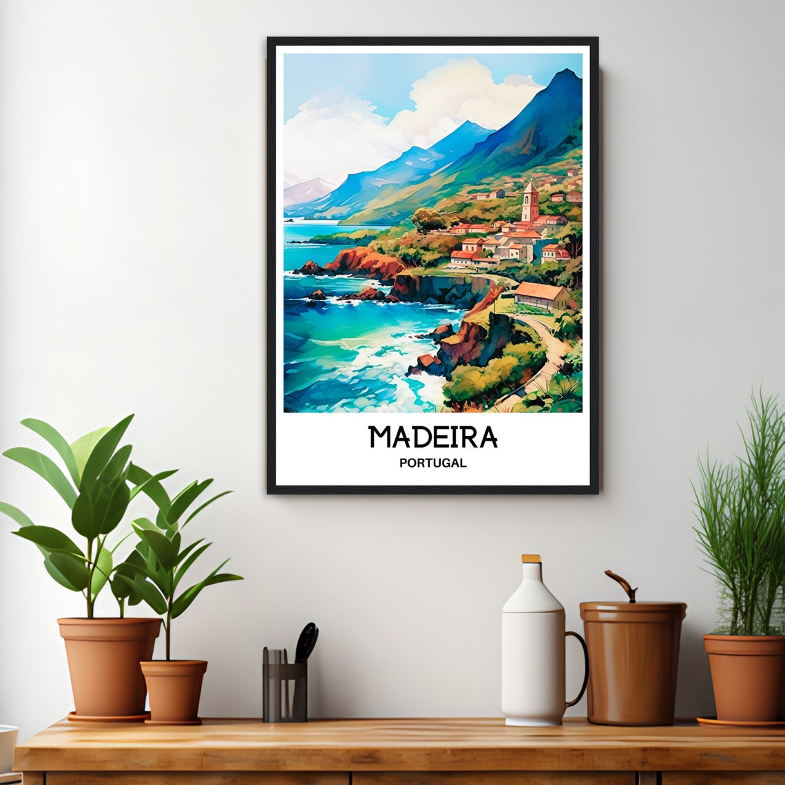 Madeira Watercolor Print Madeira Travel Poster Portuguese Art Print Portugal Lover Gift Madeira Island Watercolour Painting Illustration - Image 2