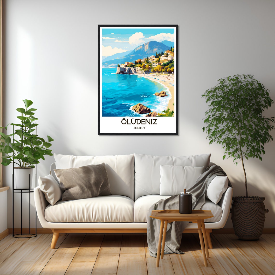 Oludeniz Turkey Turquoise Bay Beach Green Mountains Travel Art Poster - Image 2