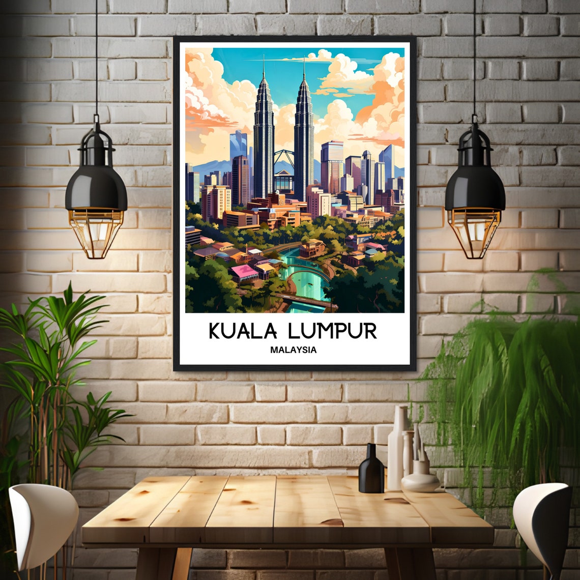 Kuala Lumpur Malaysia Petronas Towers City Skyline Travel Poster - Image 3