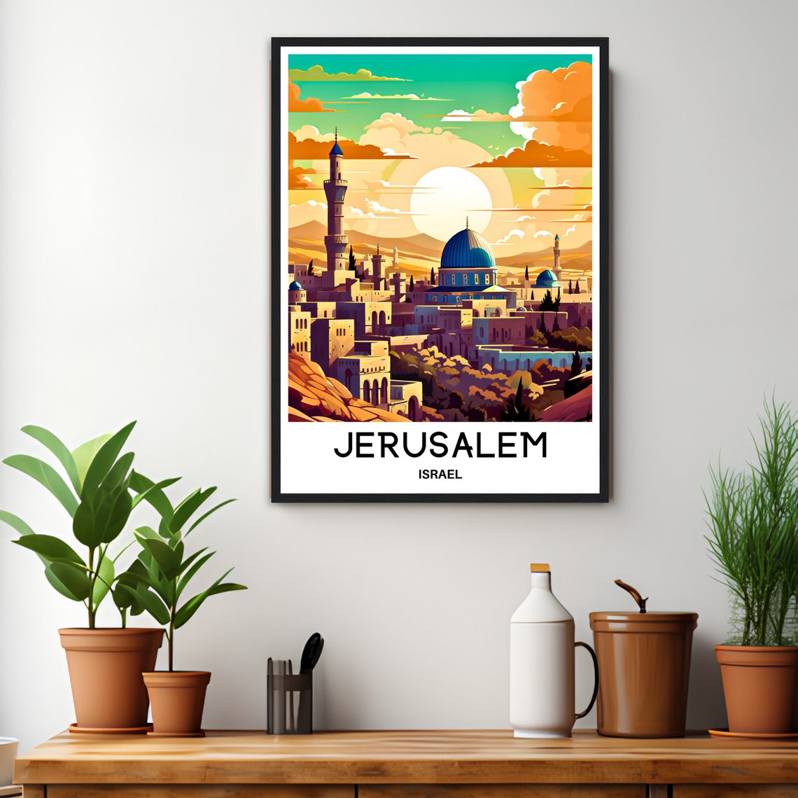 Jerusalem Israel Old City Dome Of The Rock Sunset Travel Poster - Image 3