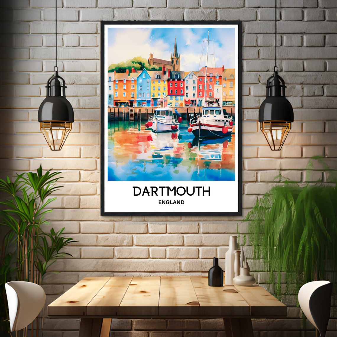 Dartmouth Watercolor Print Dartmouth Travel Poster English Art Print England Lover Gift Dartmouth Watercolour Painting Illustration Print - Image 3