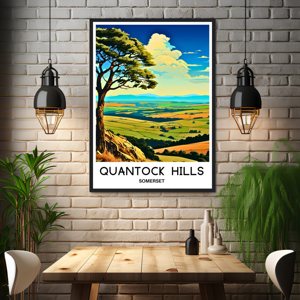 Quantock Hills Somerset Vintage Travel Rolling Countryside Poster - Image 3
