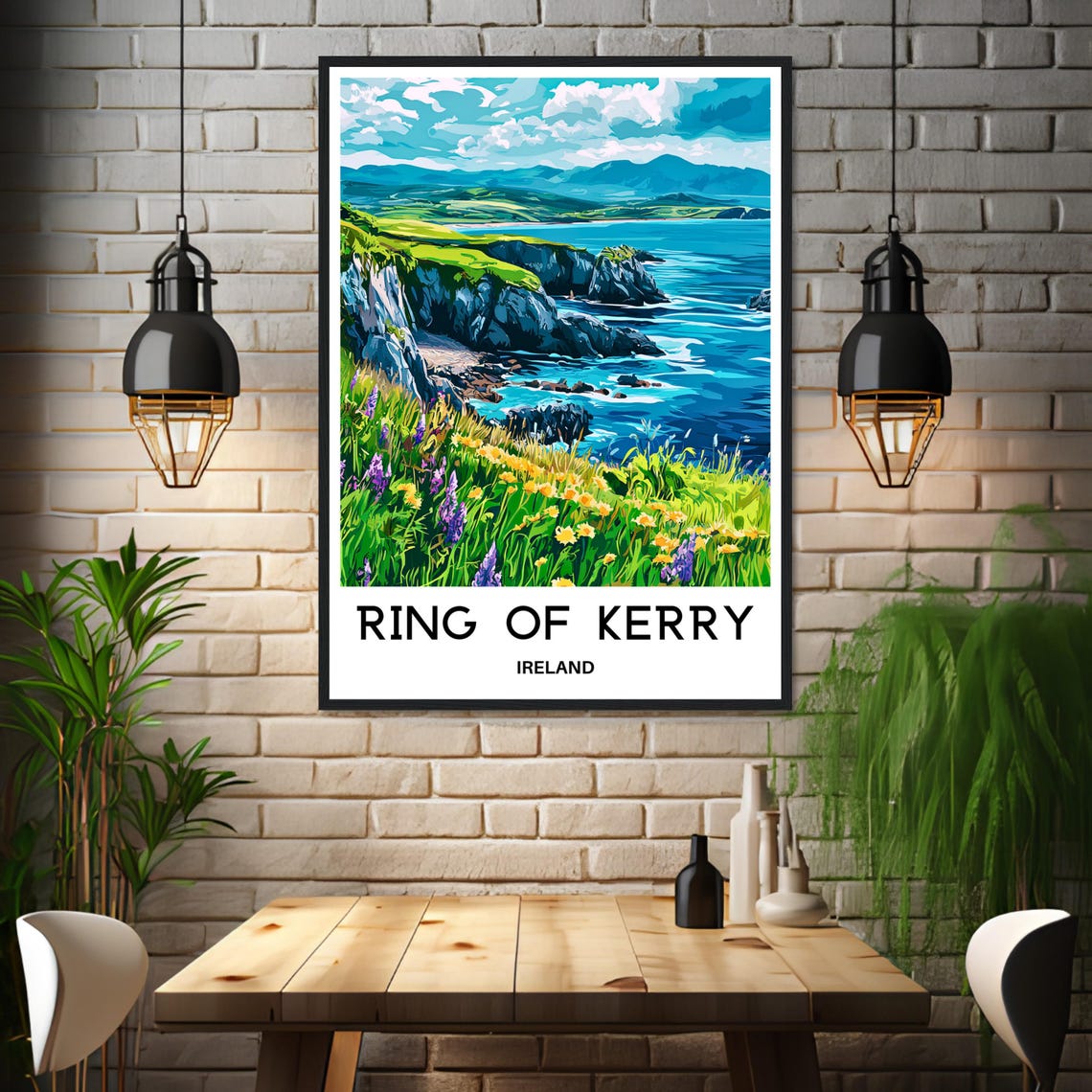 Ring Of Kerry Ireland Wildflowers And Cliffs Coastline Poster - Image 3